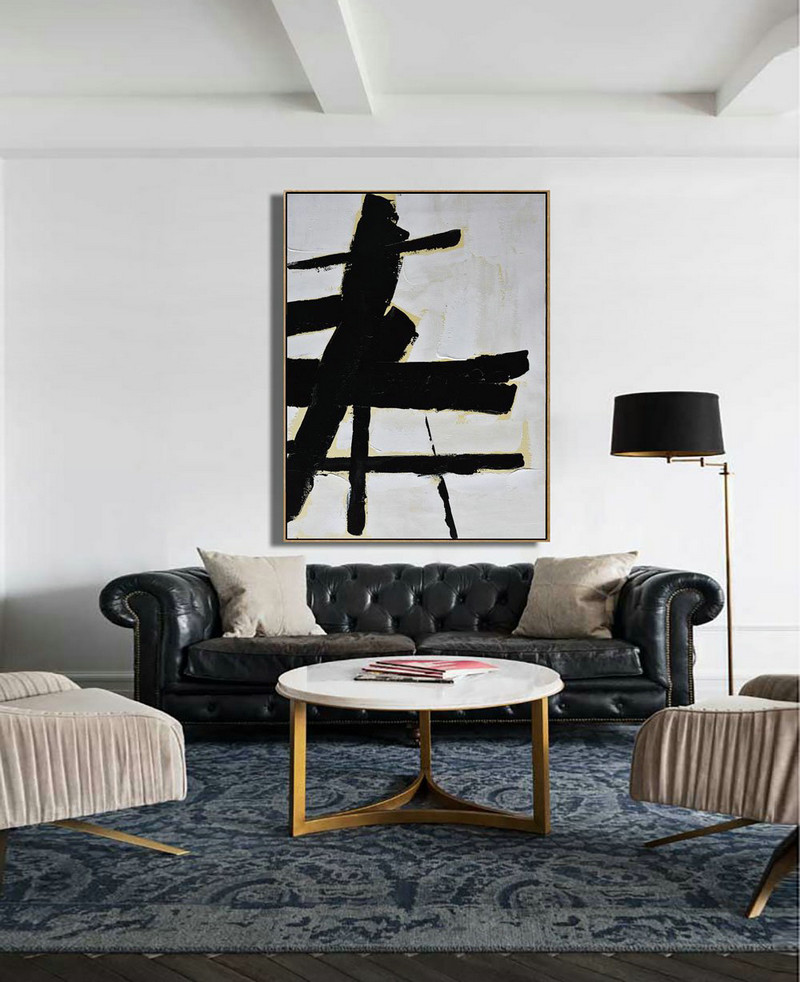 Large Contemporary Art Acrylic Painting,Minimalist Painting On Canvas, Palette Knife Vertical Minimal Art - Canvas Wall Paintings